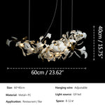 lampe suspendue feuilles gingko blanc doré contemporaine élégante salon chambre lumière chaînes porcelainière