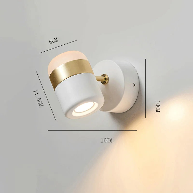 lampe murale moderne or blanc rotation chambre salon interrupteur led simple minimaliste