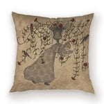 taies d'oreiller carrées fleur vintage polyester blanc décoratives