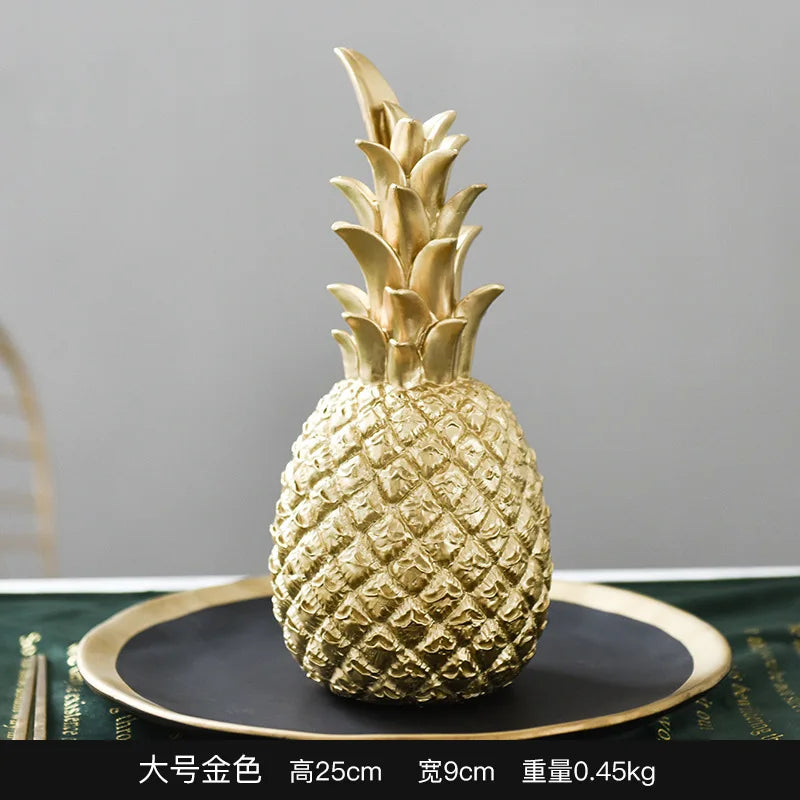 décoration moderne ananas résine noir blanc doré texture fruit chambre