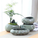 pot plante céramique glacé moderne minimaliste vert gris matériau poterie sans trou