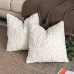 coussins décoratifs modernes motif triangles couleur blanc marron gris 45x45cm