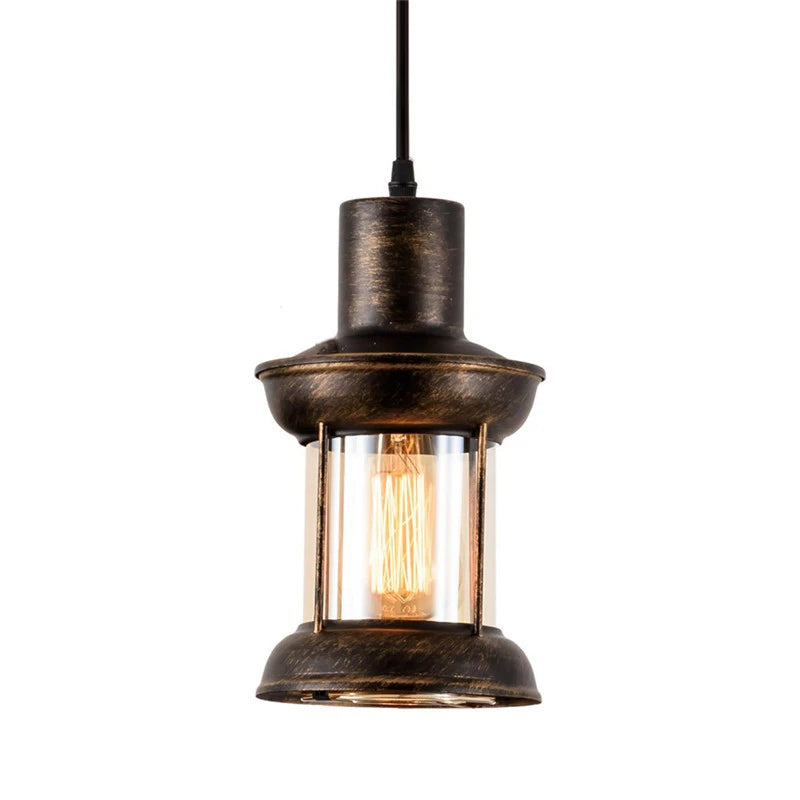 lampe suspendue industrielle vintage bronze verre translucent salle manger salon chambre