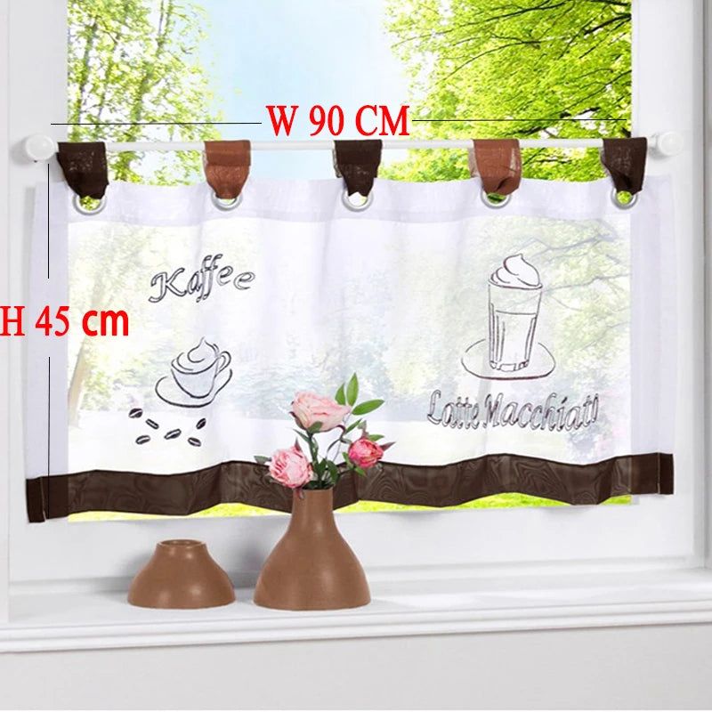 rideau fenêtre floral fruité bordure rayée semi transparent tringle chambre cuisine