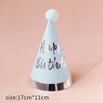 chapeaux fête anniversaire or bleu marine rayures pois dorés happy birthday moderne festif