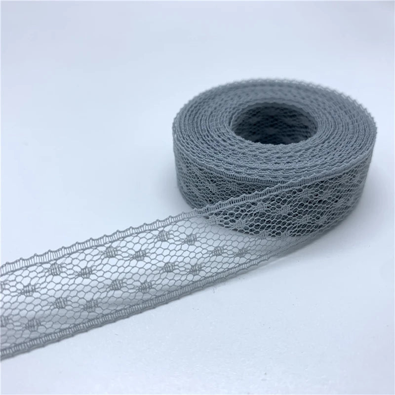 ruban dentelle brodée polyester organza largeur 15mm yards couleurs multiples motifs carrés légèrement transparent