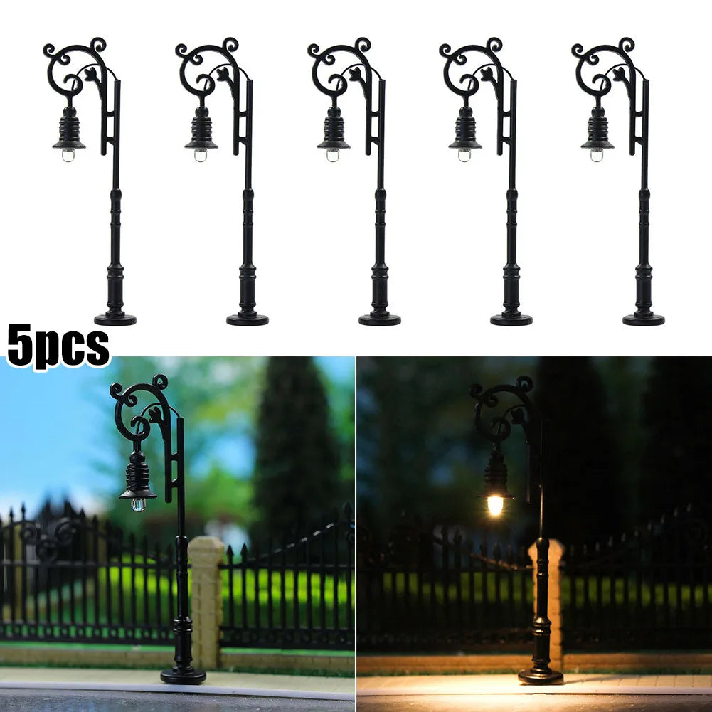 lampadaires miniatures vintage ornementés led noir abat jour transparent pièces