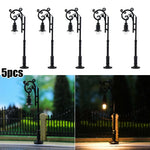 lampadaires miniatures vintage ornementés led noir abat jour transparent pièces