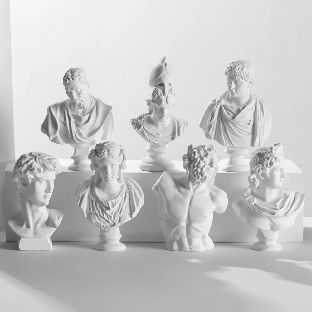 buste sculpté résine blanc détails granuleux classique réaliste décoration intérieureportrait miniature