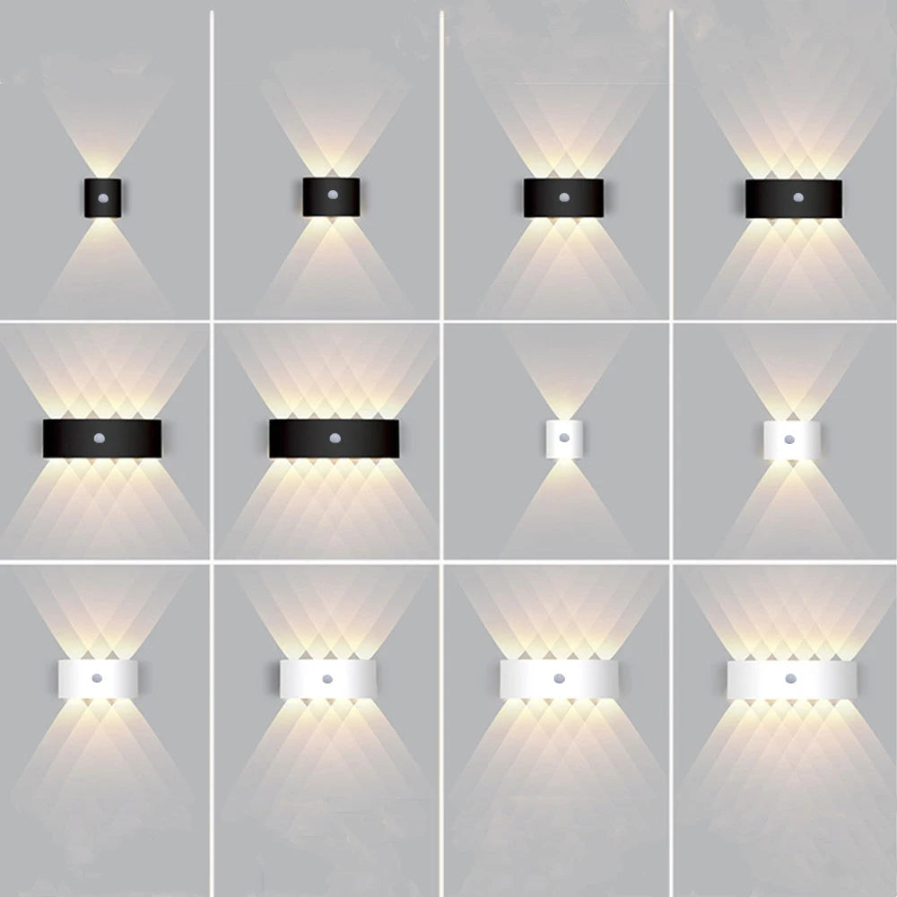 lampe murale led moderne blanc sensibilité mouvement étanche réglable intérieur extérieur