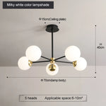 suspension lumineuse moderne boules sphériques translucides noir doré led echangement facile