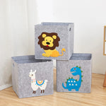 boîtes rangement enfant animaux imprimés moderne pliables poignées gris clair capacité importante respectueux environnement