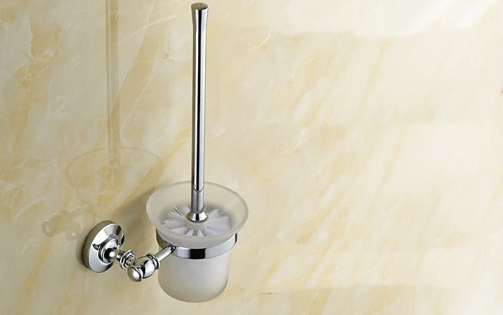 ensemble accessoires salle bain chrome blanc porte savon distributeur brosse wc tasse motif