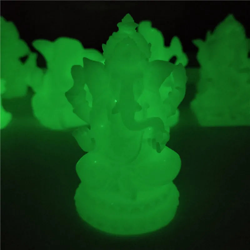 statue ganesha résine vert clair sculpture détaillée dieu hindou traditionnelle décoration maison jardinéléments décoratifs