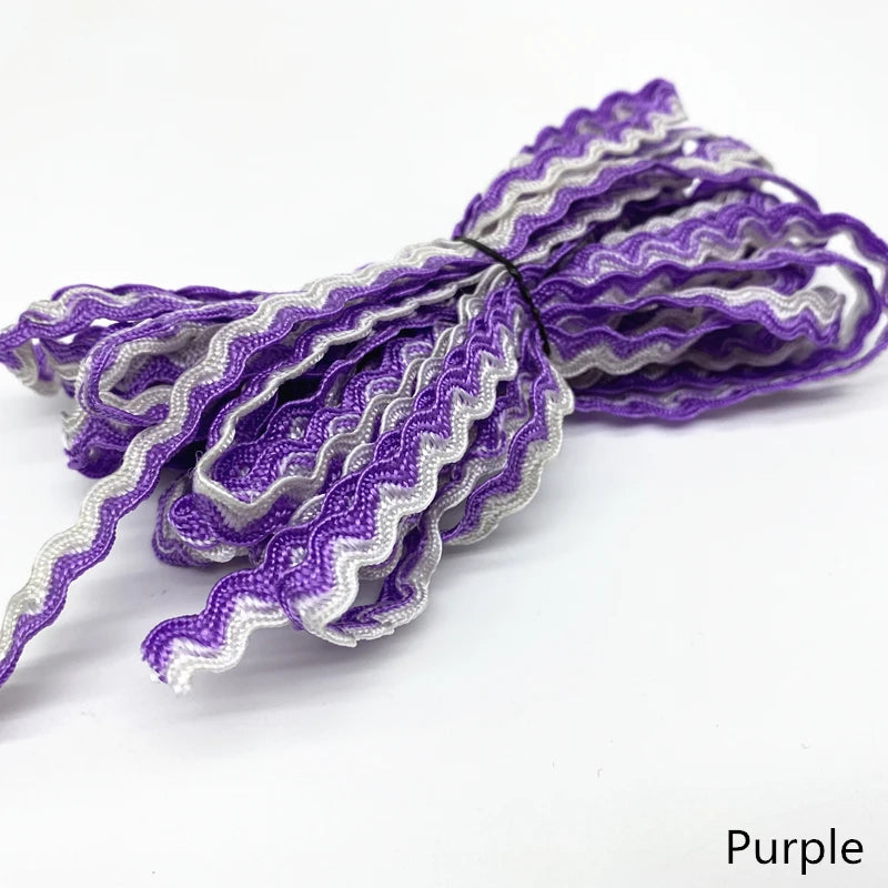 ruban franges rayures ondulées 100% polyester rouge vert bleu violet yards texturé bricolage couture