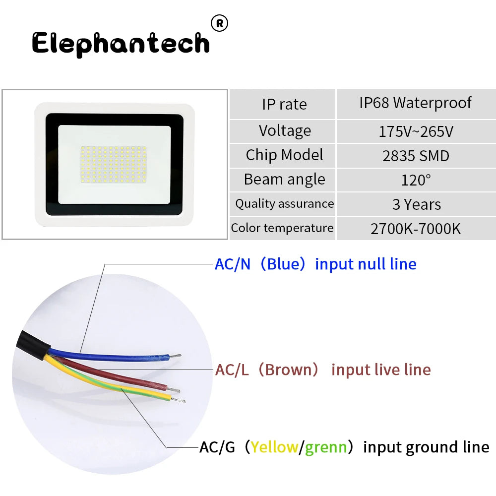 projecteur led moderne blanc ip68 extérieur cold white warm white certification ul cqc vde