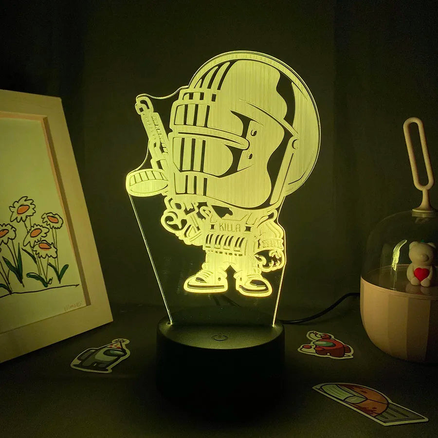 Lampe à lave 3D LED Killa blanche avec effet lave bleu