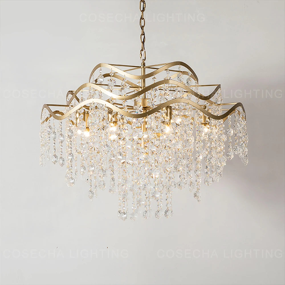 chandelier cuivre coquillages cristaux suspension moderne bohème lumières lumières lumières