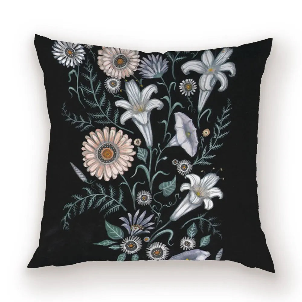 taies d'oreiller carrées fleur vintage polyester blanc décoratives