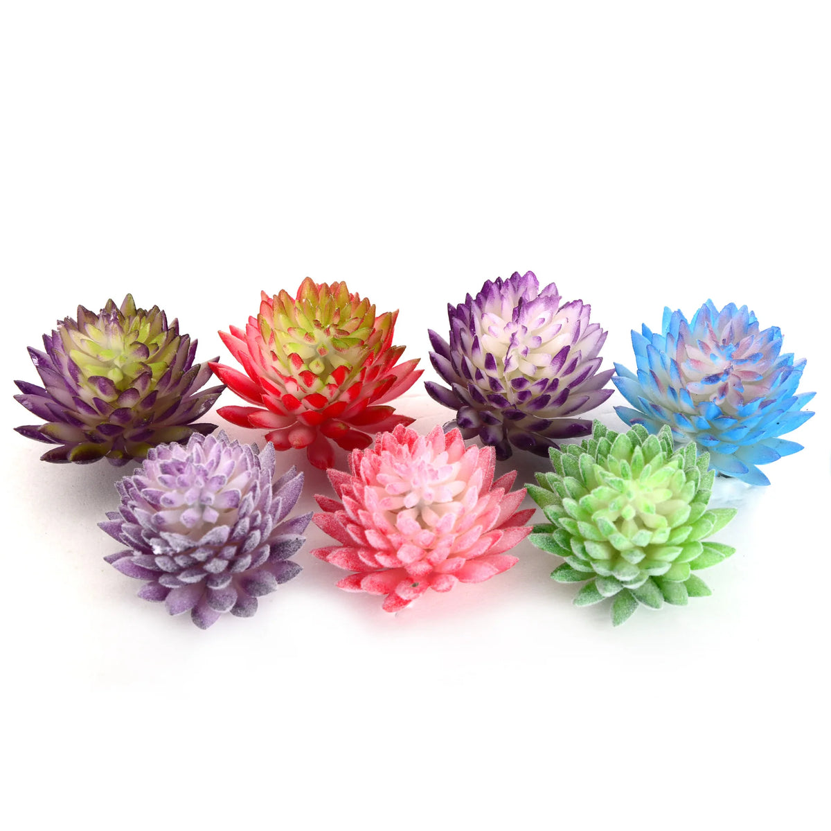 plantes succulentes artificielles vert rose violet bleu orange décoration jardin feuilles pointues réalistesextérieur exposition