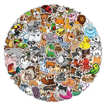 autocollants animaux cartoon mignons stickers variés opaques adhésifs 100 pièces