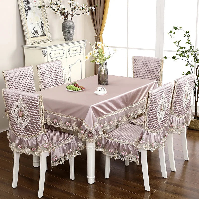 nappe rectangulaire brodée housses chaise élégantes imperméables polyester coton rose pâle bleu clair beigeclair