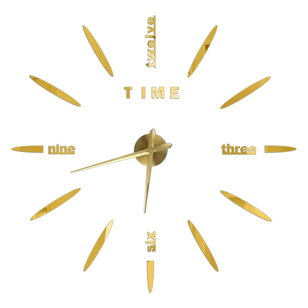 horloge murale moderne aiguilles noir doré argenté relief quartz salle manger salon minimaliste