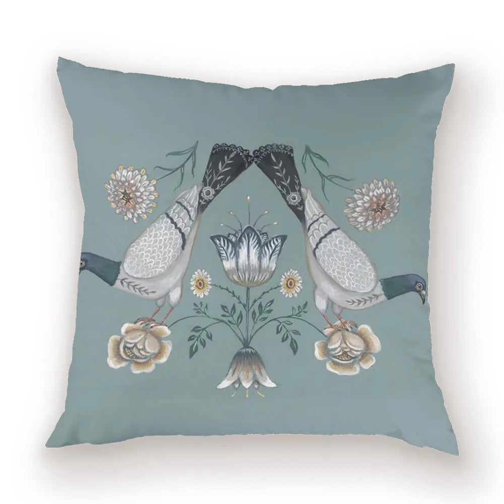 taies d'oreiller carrées fleur vintage polyester blanc décoratives