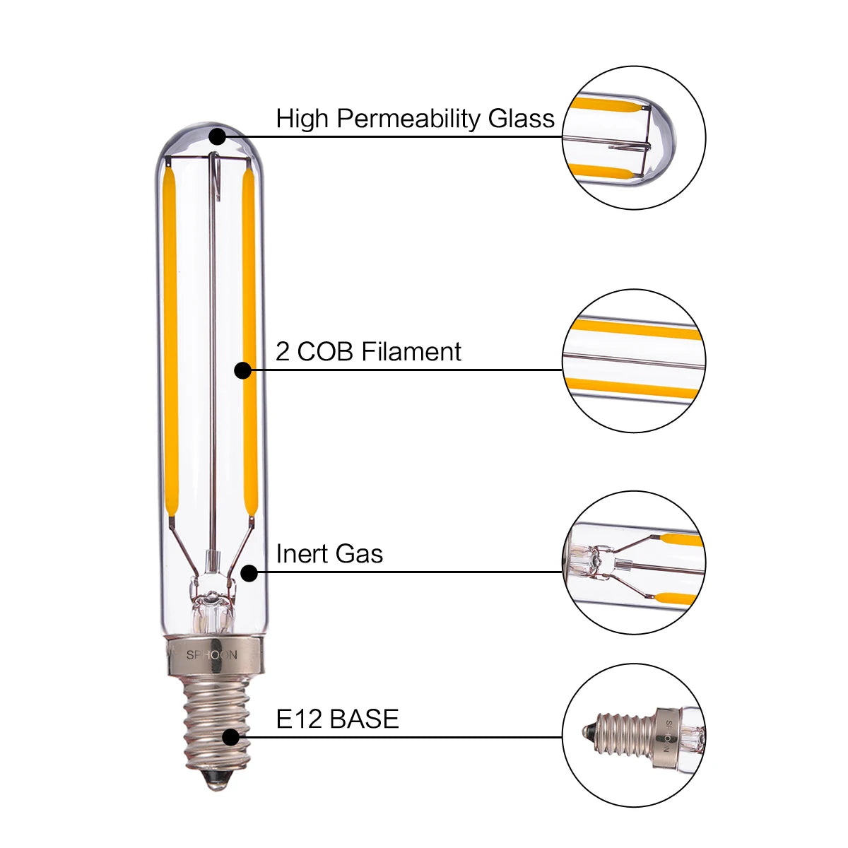 ampoules led filament dorés transparentes e12 e14 4w 6w 2700k 360° modernes 25000h