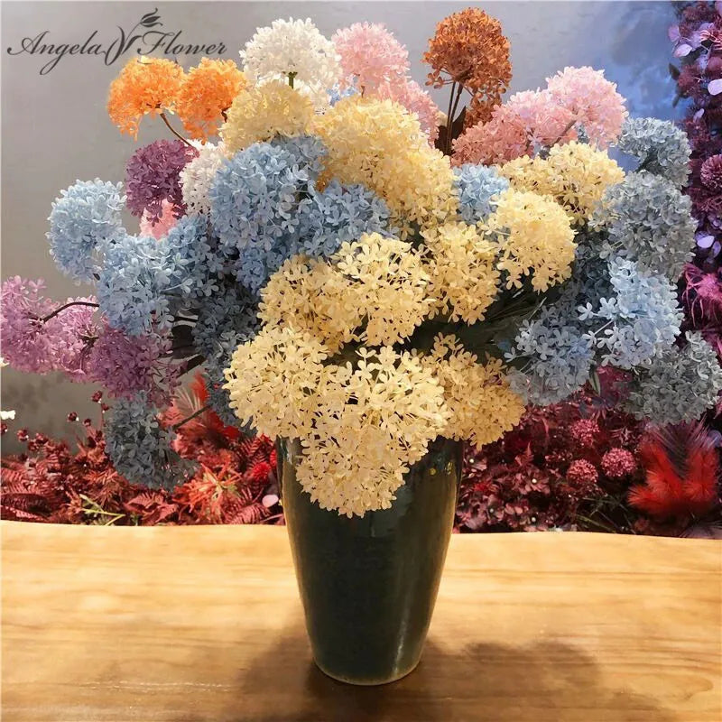 bouquet artificiel hortensia multicolore moderne decoration maison exterieur 60cm têtes