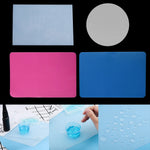 plaque silicone transparente moderne adhésive bleu rose outil fabrication époxy pinceau flacon peinture papier