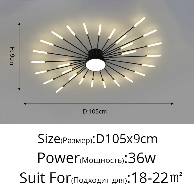 plafonnier moderne or noir lumineux acier alimentation électrique flux lumineux élevé chambre salon
