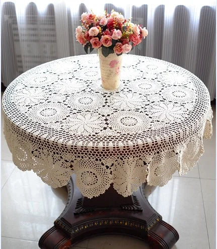 serviette table crochetée motifs floraux 100% coton beige clair traditionnelle maison fêtesextérieur