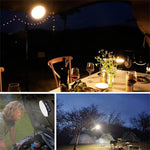 lampe camping rechargeable led bleu marron texture cuir moderne clips indicateur batterie