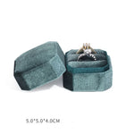 boîte rangement bague velours classique vert beige bleu 5x5x4cm double anneau