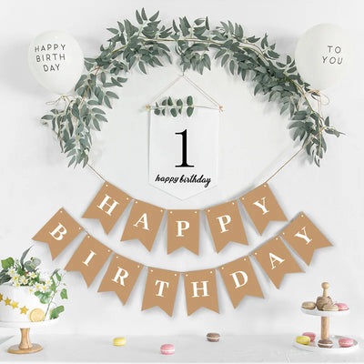 Bannière joyeux anniversaire 1 an en papier blanc décoration fête bébé