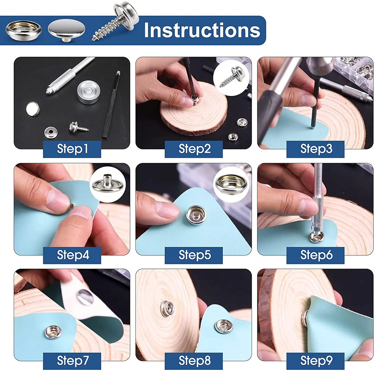 boutons pression argentés boutons trous sans nickel vis écrous postes modernes 10mm 13mm 14mm