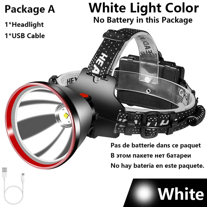 lampe frontale rechargeable led noire rouge blanche lisse brillante moderne pratique ceinture ajustable batteries