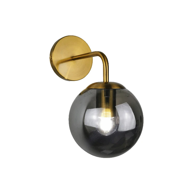 applique murale led moderne sphère verre gravée noir doré chambre salon cuisine 150mm 200mm