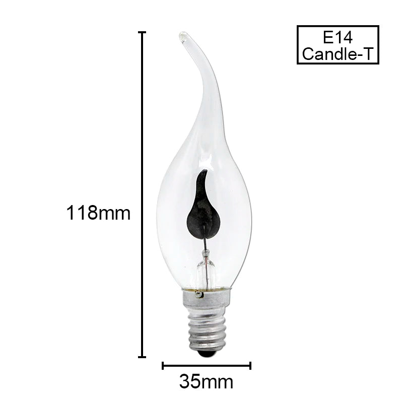 lampe led flamme noire transparente moderne e27 e14 3w 250 lumens 30000h