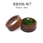 boîte bijoux bois foncé ronde gravure fleurs bagues boucles d'oreilles