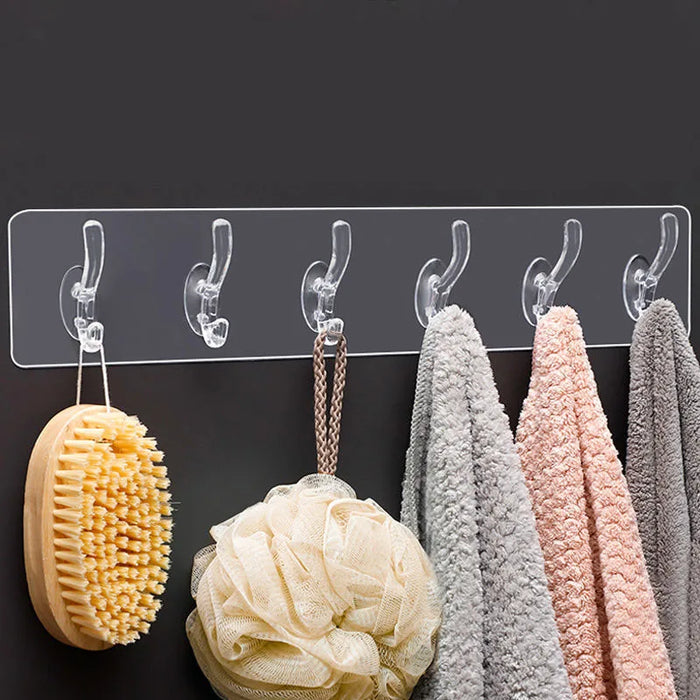 Support crochet transparent avec 3 crochets pour serviettes
