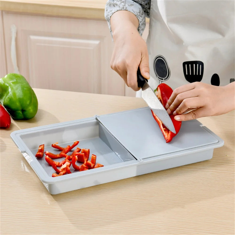 planche découper pliable bac intégré blanc gris cuisine moderne utilitaire 35cm 20cm 4cm