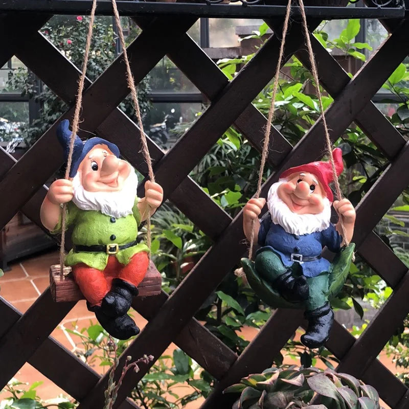 décoration intérieure extérieure poupée jardin gnome résine verte rouge bleue noire blanche classique hamac