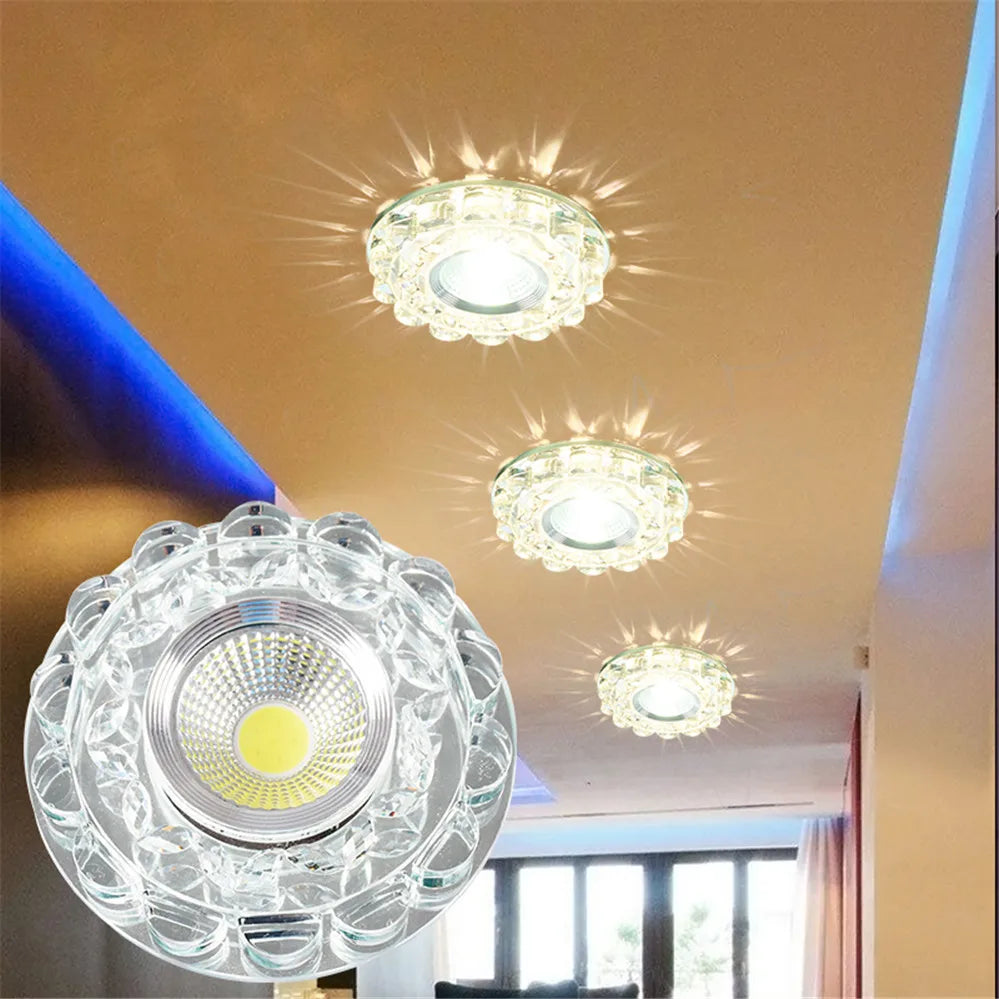 lampe encastrée cristal verre transparent moderne décoration éclairage led cuisine salon restaurant