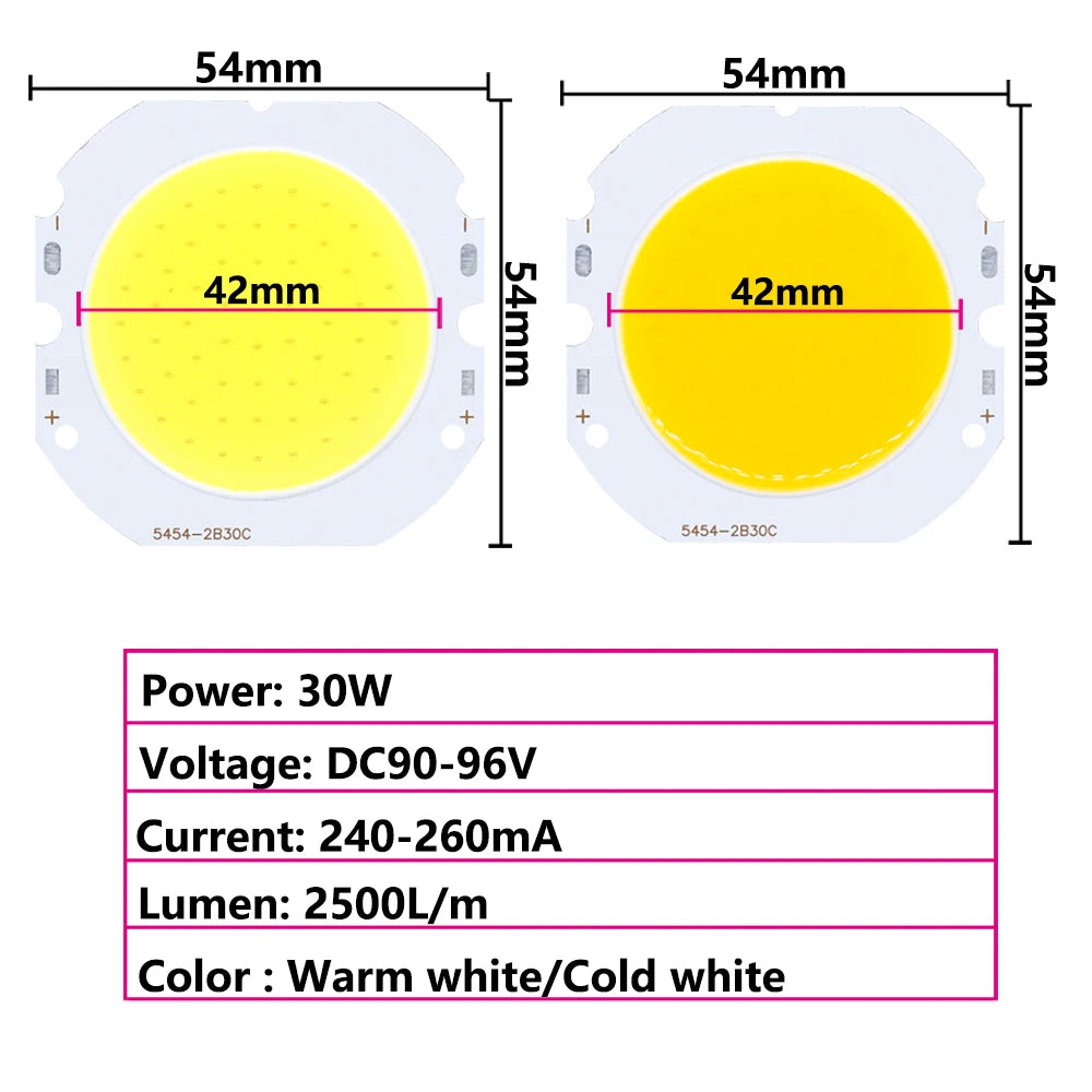 ampoule led cob 30w dc90 96v lumiere froide lumiere chaude 2500lm industrielle fixations
