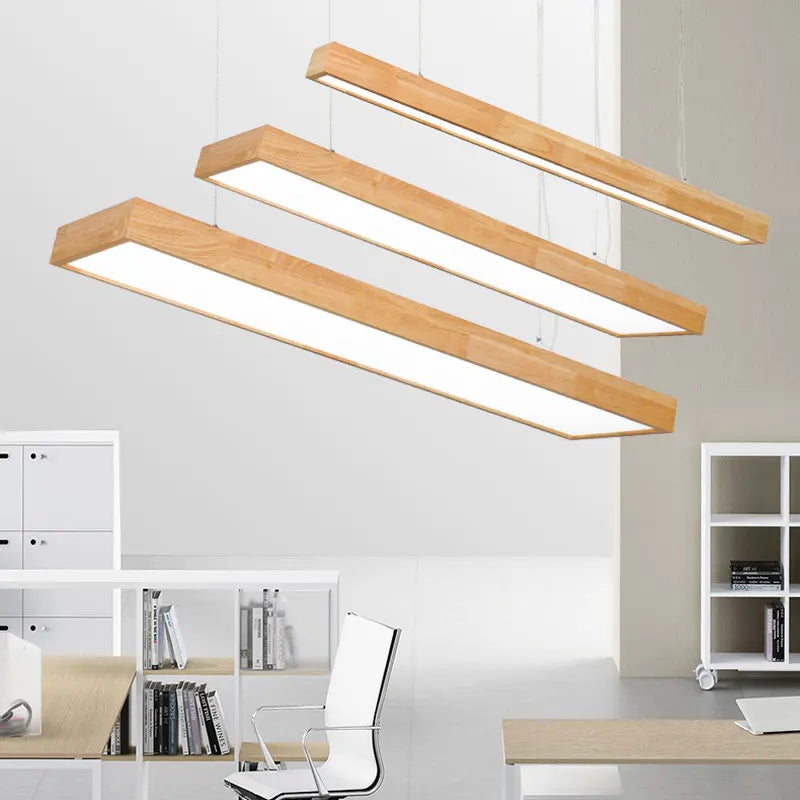 Suspension lumineuse moderne bois clair strié minimaliste opaque chambre salon