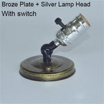 lampe table vintage bronze noir effet vieilli interrupteur mural fixe vis