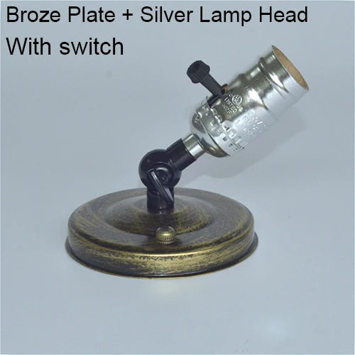 lampe table vintage bronze noir effet vieilli interrupteur mural fixe vis