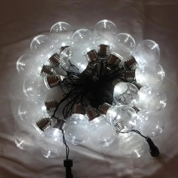 guirlande lumineuse transparente rondes vintages clips câble noir noël décoration mariage festive 220v led